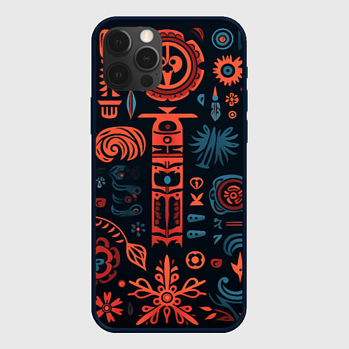 Чехол iPhone 12 Pro Абстрактный паттерн в славянской стилистике / 3D-Черный – фото 1