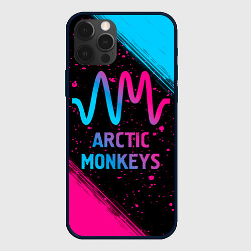 Чехол iPhone 12 Pro Arctic Monkeys - neon gradient / 3D-Черный – фото 1