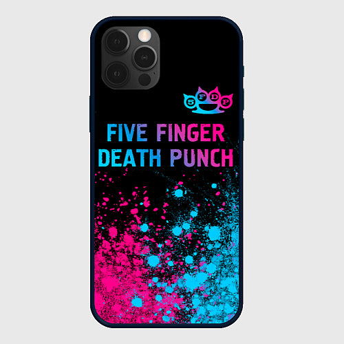 Чехол iPhone 12 Pro Five Finger Death Punch - neon gradient посередине / 3D-Черный – фото 1