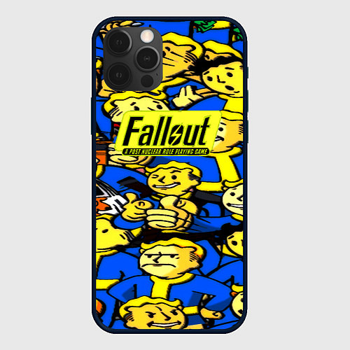 Чехол iPhone 12 Pro Fallout logo game / 3D-Черный – фото 1