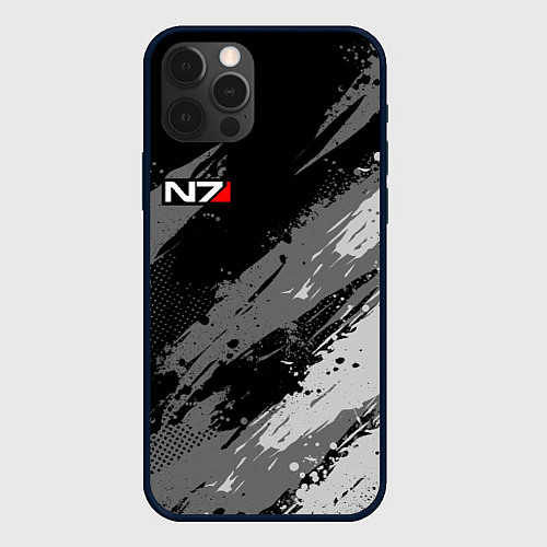 Чехол iPhone 12 Pro N7 - mass effect monochrome / 3D-Черный – фото 1