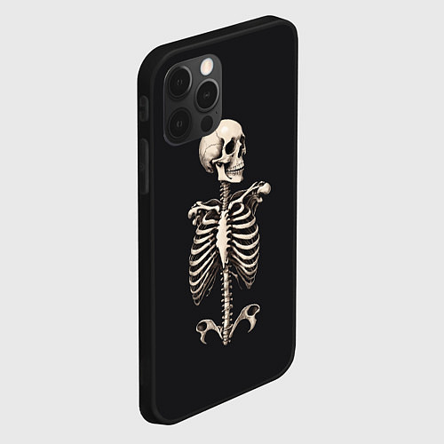 Чехол iPhone 12 Pro Скелет улыбается / 3D-Черный – фото 2
