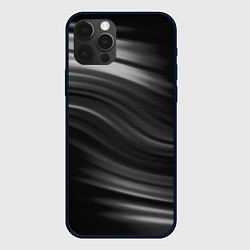 Чехол iPhone 12 Pro Черно белый волнистый абстрактный узор