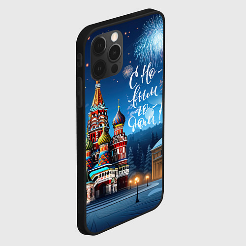 Чехол iPhone 12 Pro Москва новогодняя / 3D-Черный – фото 2