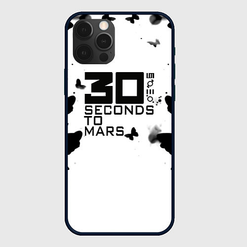Чехол iPhone 12 Pro 30 Second to mars buterfly / 3D-Черный – фото 1