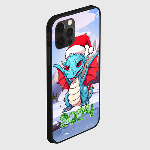 Чехол iPhone 12 Pro Символ года дракон 2024 / 3D-Черный – фото 2