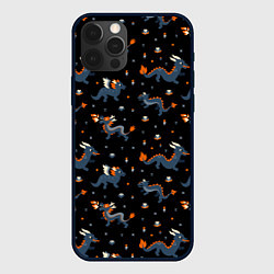 Чехол для iPhone 12 Pro Коллаж драконов, цвет: 3D-черный