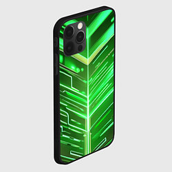 Чехол для iPhone 12 Pro Зелёные неон полосы киберпанк, цвет: 3D-черный — фото 2