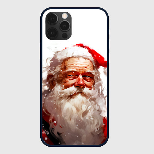 Чехол iPhone 12 Pro Добрый Санта - мазки краски / 3D-Черный – фото 1