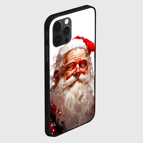 Чехол iPhone 12 Pro Добрый Санта - мазки краски / 3D-Черный – фото 2
