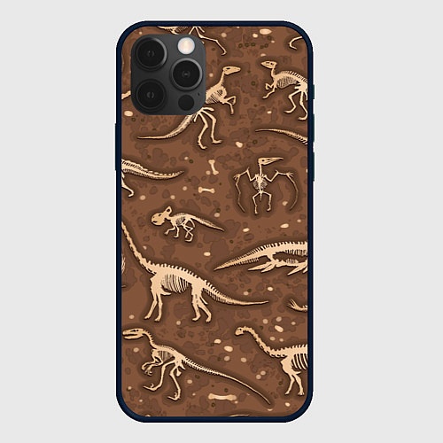 Чехол iPhone 12 Pro Dinosaurs bones / 3D-Черный – фото 1