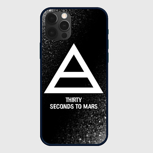 Чехол iPhone 12 Pro Thirty Seconds to Mars glitch на темном фоне / 3D-Черный – фото 1
