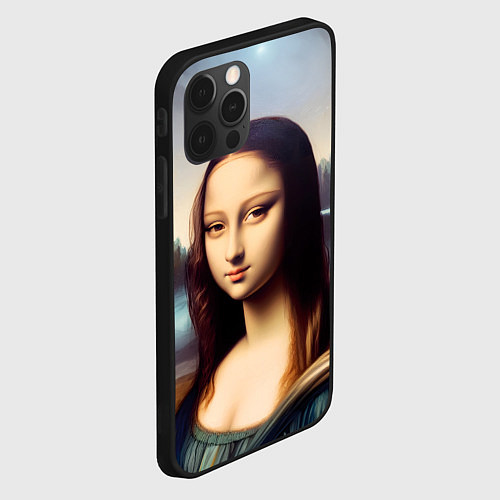 Чехол iPhone 12 Pro Нейросеть - азиатская Мона Лиза / 3D-Черный – фото 2