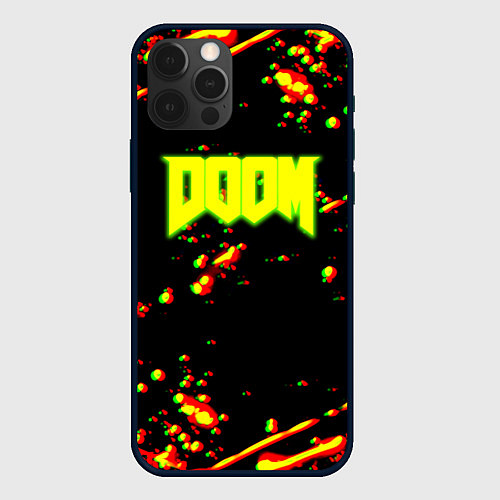 Чехол iPhone 12 Pro Doom огненный марс блики / 3D-Черный – фото 1