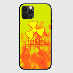 Чехол для iPhone 12 Pro Stalker yellow flame, цвет: 3D-черный