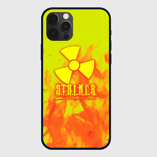 Чехол iPhone 12 Pro Stalker yellow flame / 3D-Черный – фото 1