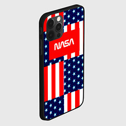 Чехол для iPhone 12 Pro NASA usa space logo, цвет: 3D-черный — фото 2