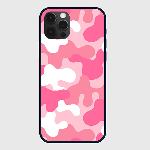 Чехол iPhone 12 Pro Камуфляж розовый / 3D-Черный – фото 1
