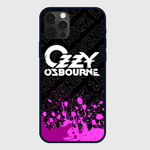 Чехол iPhone 12 Pro Ozzy Osbourne rock legends посередине / 3D-Черный – фото 1