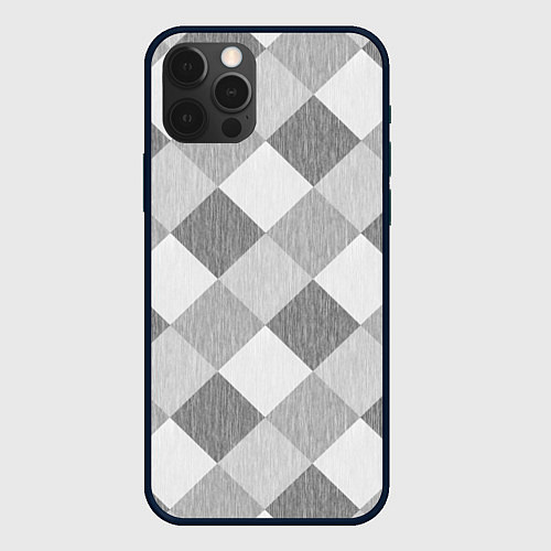 Чехол iPhone 12 Pro Серый плед геометрический узор с текстурой / 3D-Черный – фото 1