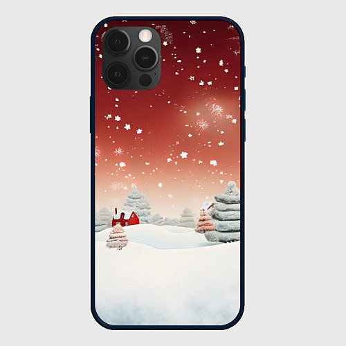 Чехол iPhone 12 Pro Огни рождественского города / 3D-Черный – фото 1