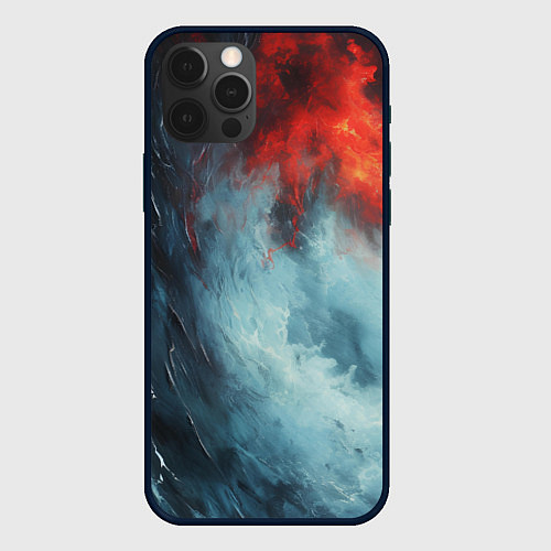 Чехол iPhone 12 Pro Контраст воды и огня / 3D-Черный – фото 1