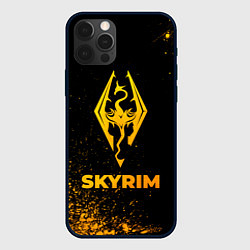 Чехол iPhone 12 Pro Skyrim - gold gradient