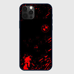 Чехол iPhone 12 Pro BMW красные краски на чёрном
