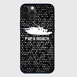 Чехол iPhone 12 Pro Papa Roach glitch на темном фоне