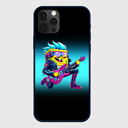 Чехол iPhone 12 Pro Sponge Bob - rock guitarist - ai art