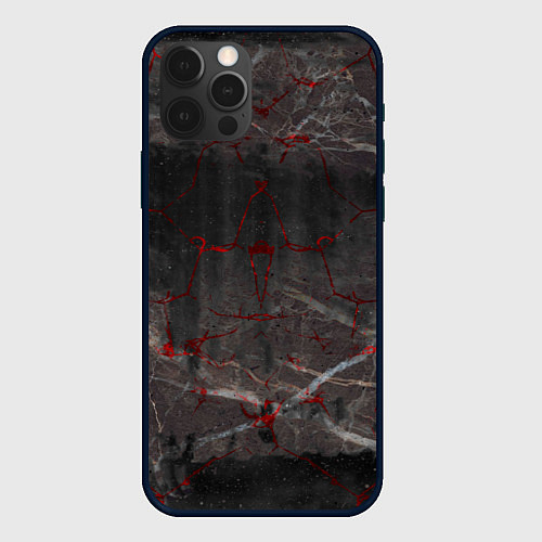 Чехол iPhone 12 Pro Серый мрамор / 3D-Черный – фото 1