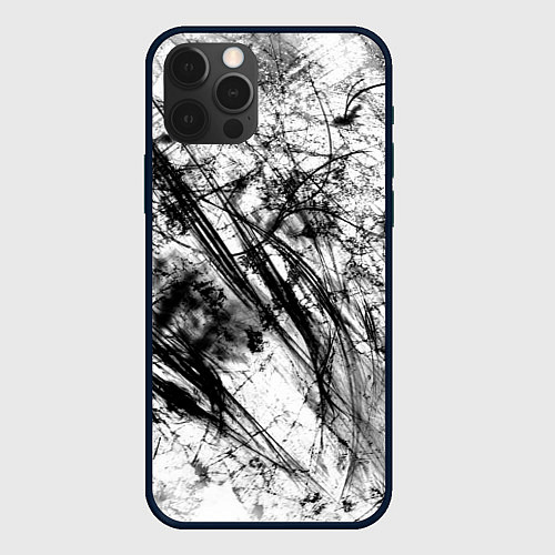 Чехол iPhone 12 Pro Чёрно белые узоры / 3D-Черный – фото 1