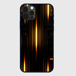 Чехол iPhone 12 Pro Неоновый узор черное золото стене