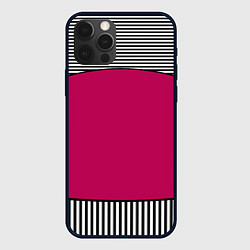 Чехол iPhone 12 Pro Узор из красного и черно-белых полос