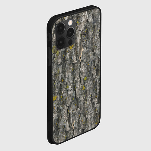 Чехол iPhone 12 Pro Узор коры дерева / 3D-Черный – фото 2