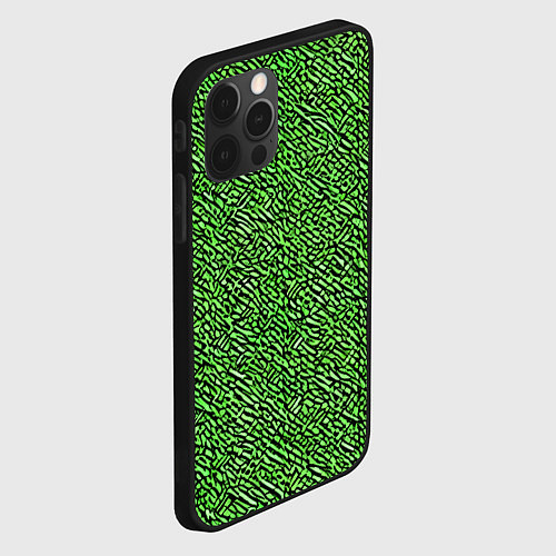 Чехол iPhone 12 Pro Чёрные и зелёные мазки / 3D-Черный – фото 2