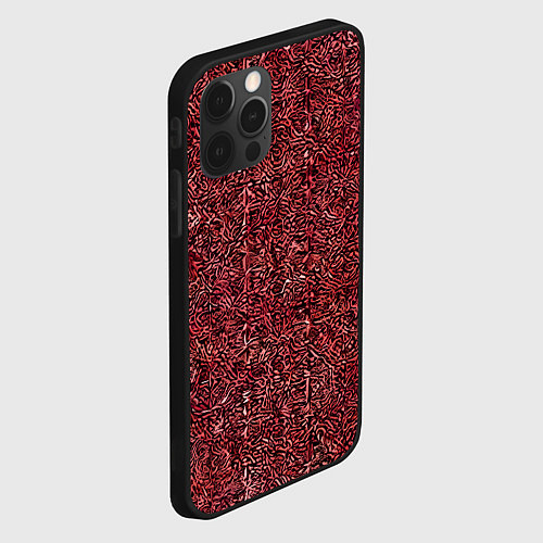 Чехол iPhone 12 Pro Чёрные и красные мазки / 3D-Черный – фото 2