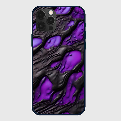 Чехол iPhone 12 Pro Фиолетовая текучая субстанция / 3D-Черный – фото 1