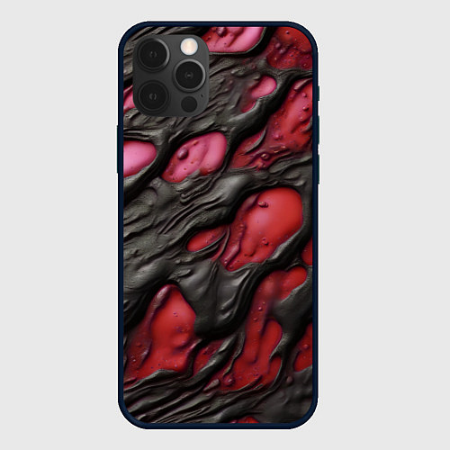 Чехол iPhone 12 Pro Красная текучая субстанция / 3D-Черный – фото 1