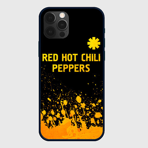 Чехол iPhone 12 Pro Red Hot Chili Peppers - gold gradient посередине / 3D-Черный – фото 1