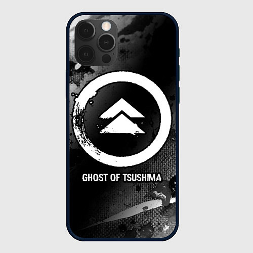 Чехол iPhone 12 Pro Ghost of Tsushima glitch на темном фоне / 3D-Черный – фото 1