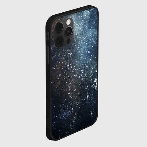 Чехол iPhone 12 Pro Темное космическое звездное небо / 3D-Черный – фото 2