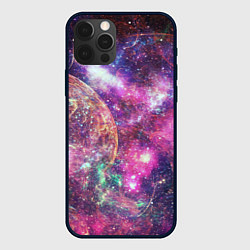 Чехол iPhone 12 Pro Пурпурные космические туманности со звездами