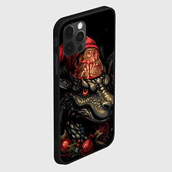 Чехол для iPhone 12 Pro Инейный дракон, цвет: 3D-черный — фото 2