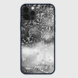 Чехол для iPhone 12 Pro Серый лёд и снежинки, цвет: 3D-черный