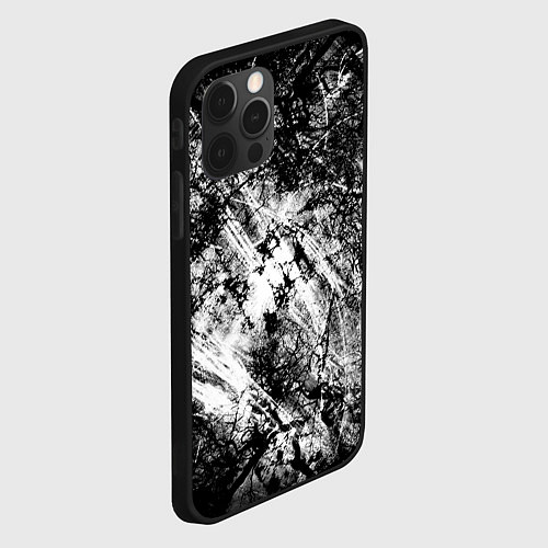 Чехол iPhone 12 Pro Зимний лес узоры / 3D-Черный – фото 2