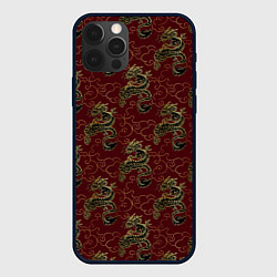 Чехол для iPhone 12 Pro Азиатский стиль дракона, цвет: 3D-черный