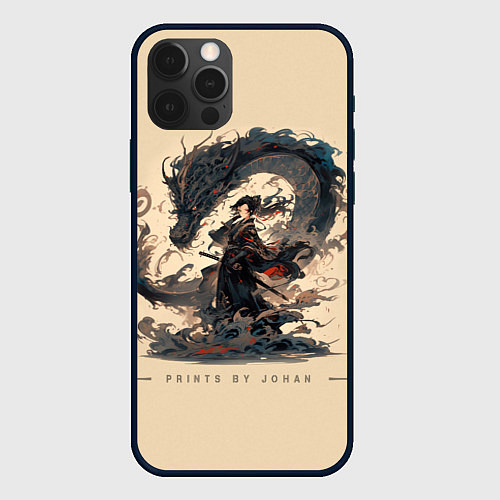 Чехол iPhone 12 Pro Дракон и меч / 3D-Черный – фото 1