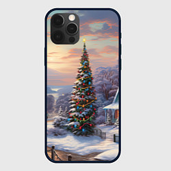 Чехол для iPhone 12 Pro Новогодняя елка на улице, цвет: 3D-черный