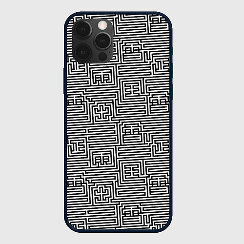 Чехол iPhone 12 Pro Лабиринт с иероглифами / 3D-Черный – фото 1